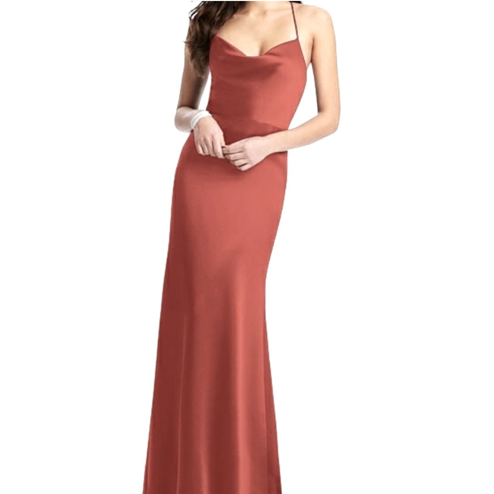 DESSY COLLECTION BRIDESMAID MAXI CHEMISE TOFFEE STYLE B523 DRESS